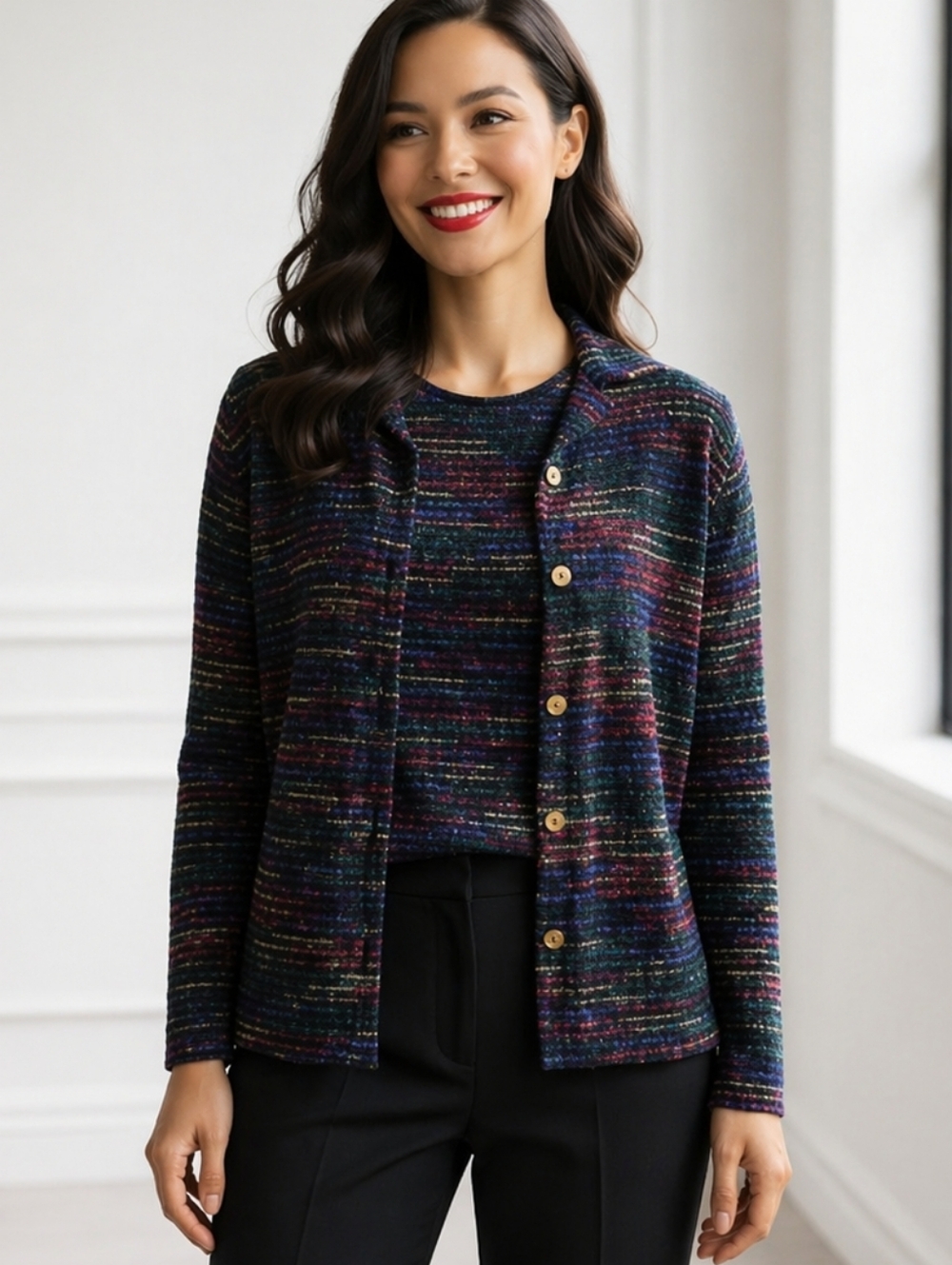 90's VINTAGE Graff 2 Pc Set Multicolor Sparkle Sleeveless Top & Cardigan/Topper